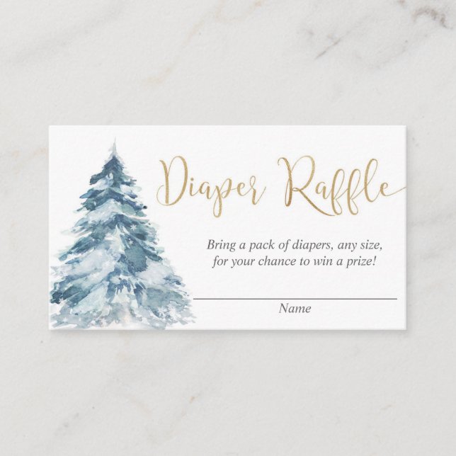 Winter snowfall pink gold girl diaper raffle cards (Front)