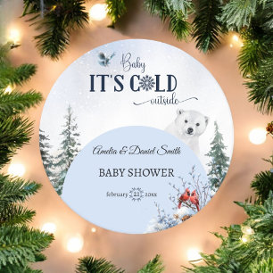 Winter Snowflake Baby Cold Outside Bear Owl  Round Paper Coaster