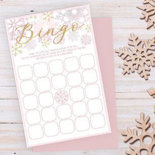 Winter Snowflake Baby Shower Bingo Game Card