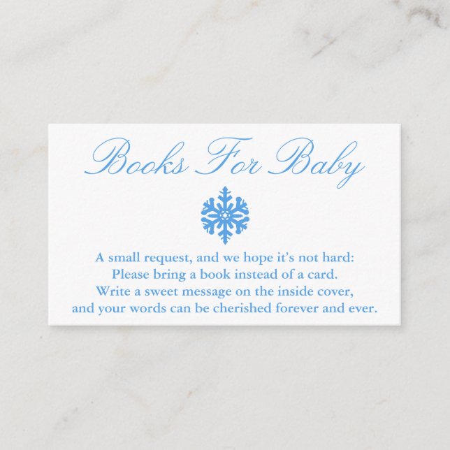 Winter Snowflake Baby Shower Books For Baby Card (Front)