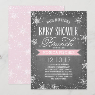 Winter Snowflake Baby Shower Brunch Chalkboard Invitation