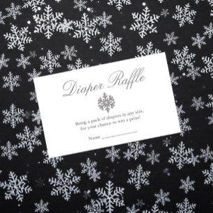 Winter Snowflake Baby Shower Diaper Raffle Card