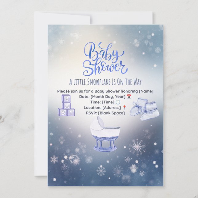 Winter Snowflake Baby Shower Invitation (Front)