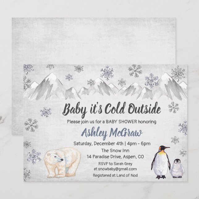 Winter Snowflake Baby Shower Invitation (Front/Back)