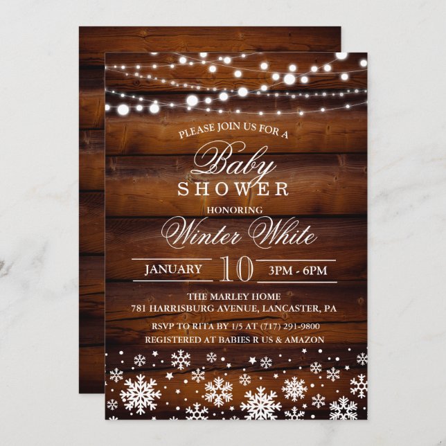 Winter Snowflake Baby Shower Invitation (Front/Back)