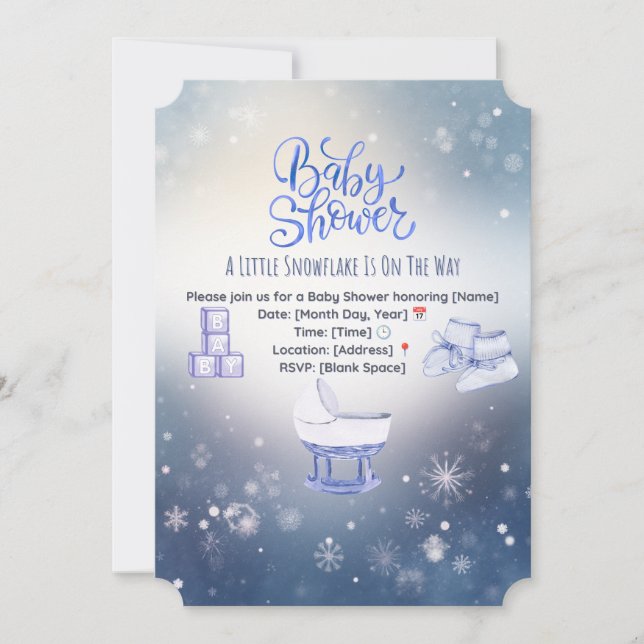Winter Snowflake Baby Shower Invitation (Front)