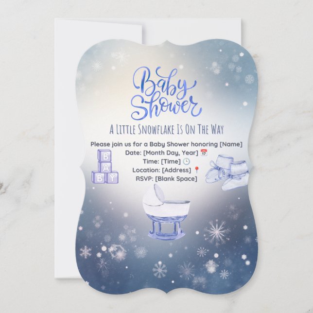 Winter Snowflake Baby Shower Invitation (Front)