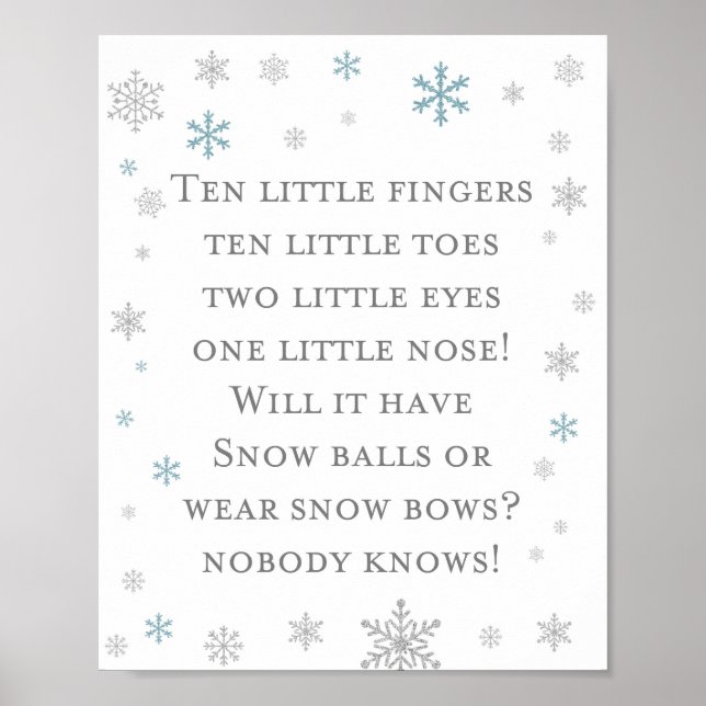 Winter Snowflake Baby Shower Sign (Front)