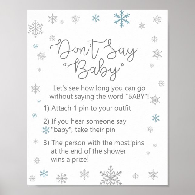 Winter Snowflake Baby Shower Sign (Front)