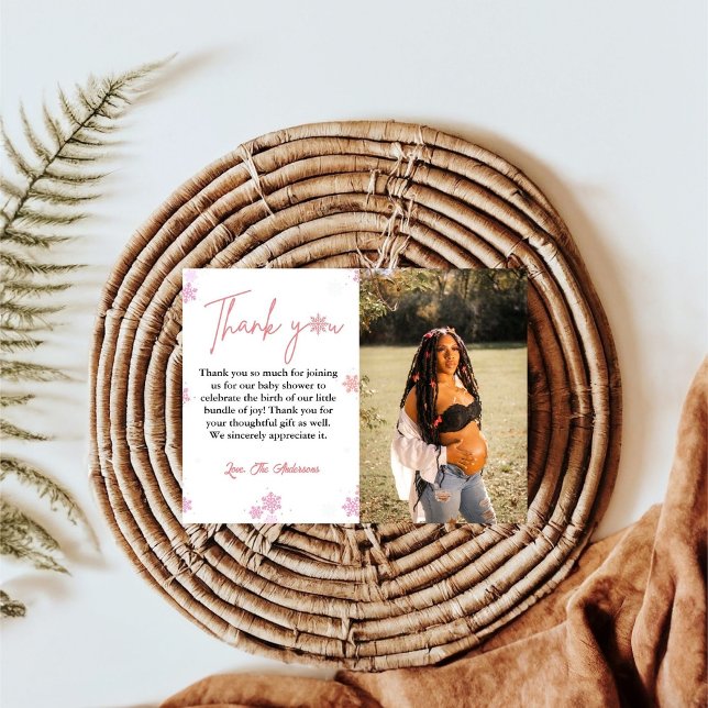 Winter Snowflake Baby Shower Thank You Card (Creator Uploaded)