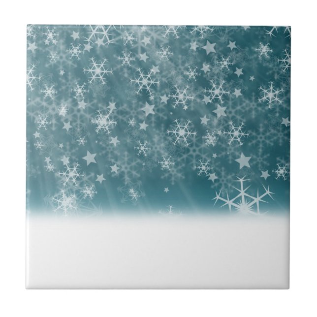 Winter Snowflake Background Ceramic Tile (Front)