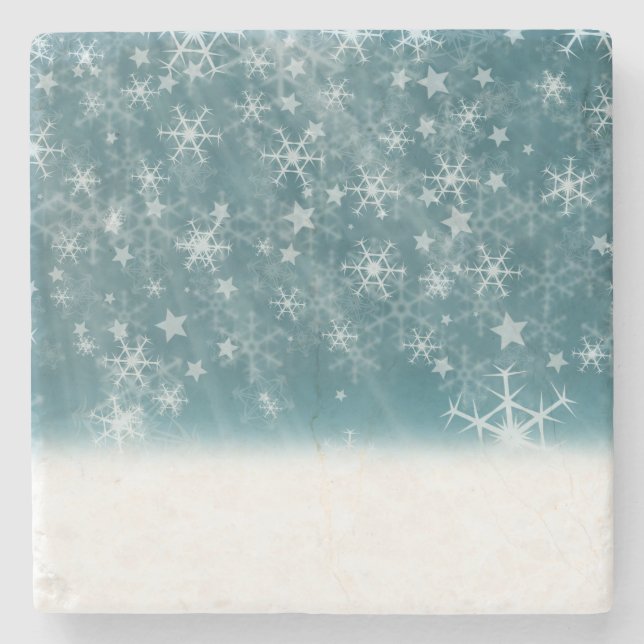 Winter Snowflake Background Stone Coaster (Front)