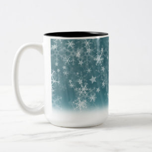Winter Snowflake Background Two-Tone Coffee Mug
