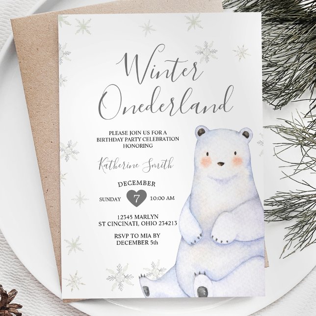Winter Snowflake Bear Birthday Invitation (Creator Uploaded)
