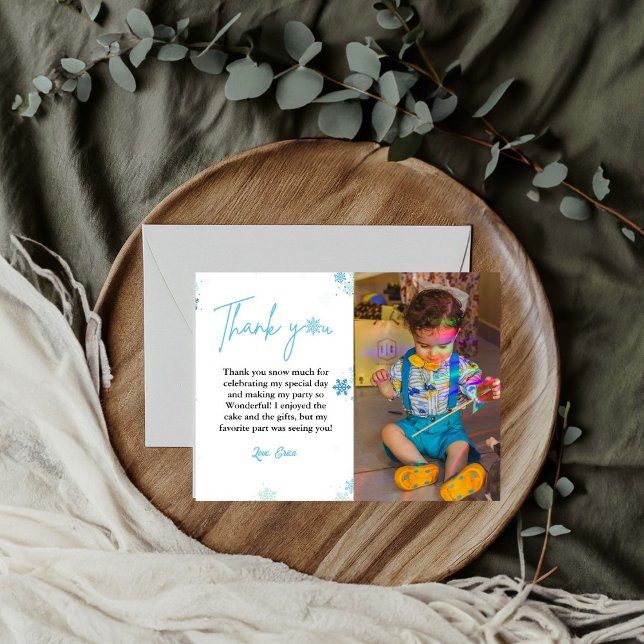 Winter Snowflake Birthday Photo Thank You Card (Creator Uploaded)