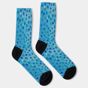 Winter Snowflake Blue and White Crew Socks, Socks
