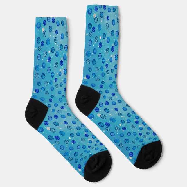 Winter Snowflake Blue and White Crew Socks,  Socks (Right)