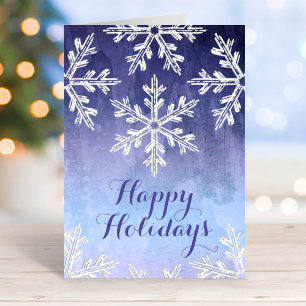 Winter Snowflake Blue Watercolor Business Holiday Card