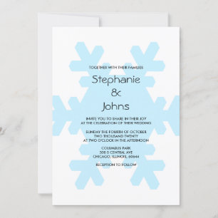 Winter Snowflake Blue White Classy Elegant Wedding Invitation