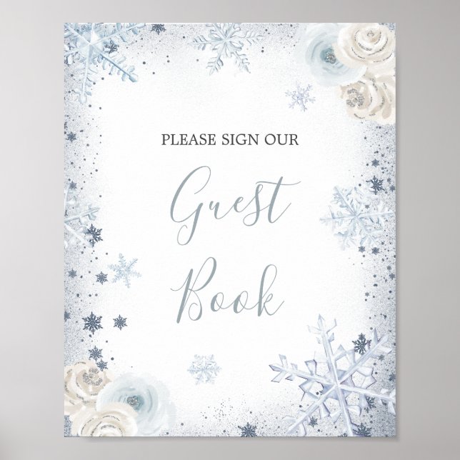 Winter Snowflake Bridal Shower Guest Book (Front)