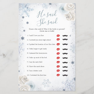Winter Snowflake Bridal Shower He Said She Said