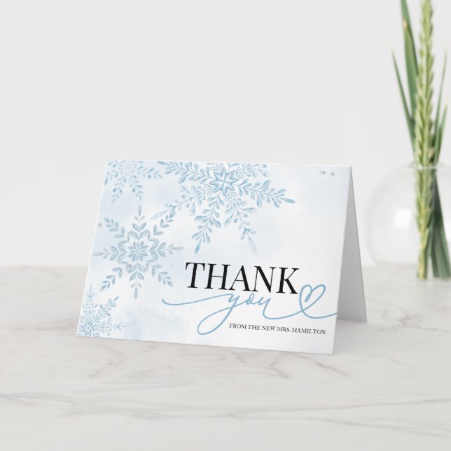 Winter Snowflake Bridal Shower Thank You Card (Front)