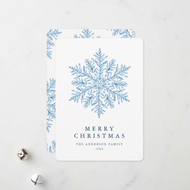 Winter snowflake Christmas Holiday Card (Front/Back In Situ)