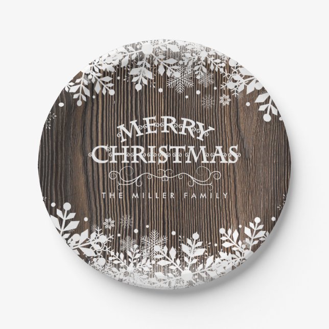 Winter Snowflake, Christmas Paper Plate (Front)