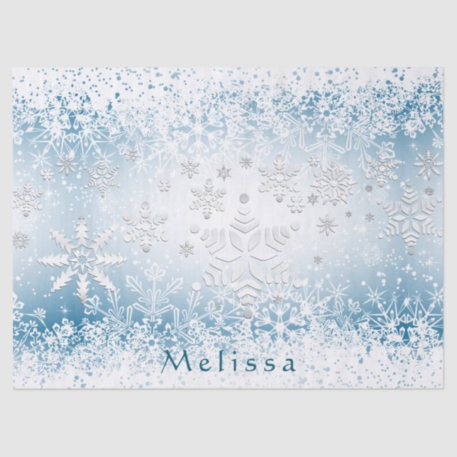 Winter Snowflake Design - Personalise Tissue Paper (Front)
