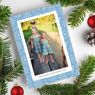 Winter Snowflake Doodles, Christmas Photo, Happy  Holiday Postcard