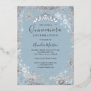 Winter Snowflake Dusty Blue Silver Quinceanera
