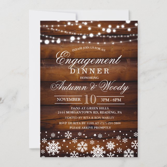 Winter Snowflake Engagement Invitation (Front)