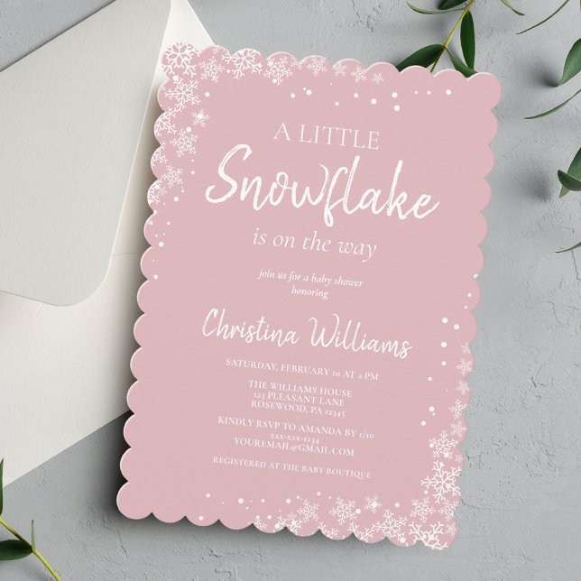 Winter Snowflake Girl Baby Shower Invitation (Creator Uploaded)