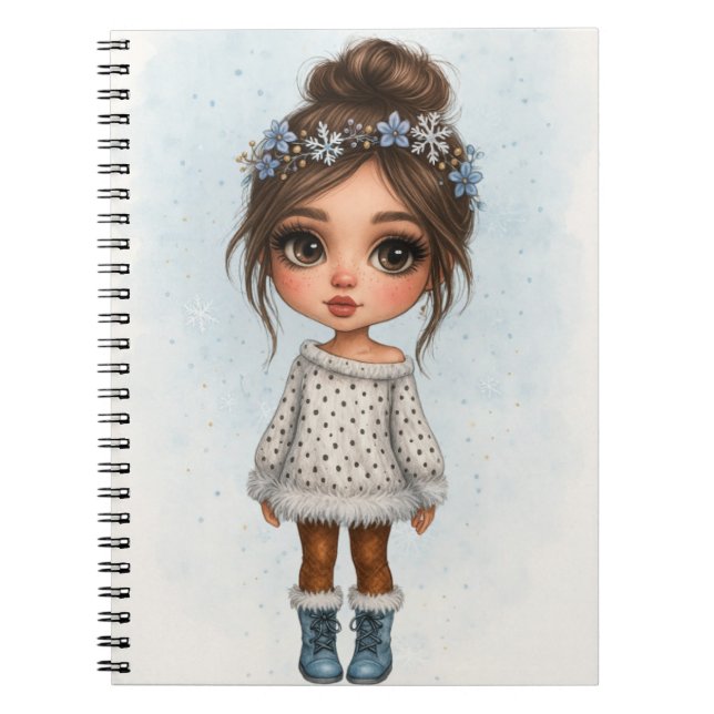 Winter Snowflake Girl Notebook  (Front)