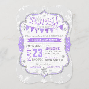 Winter Snowflake Glitter Baby Shower Invitation