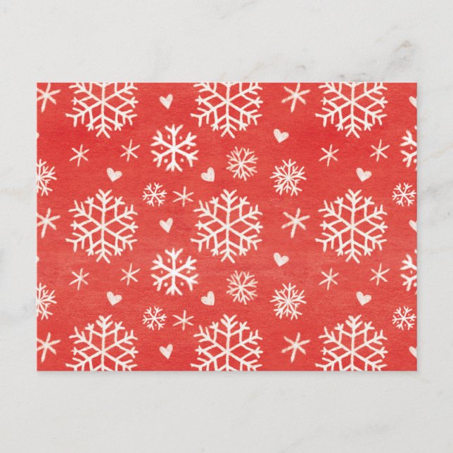 Winter Snowflake Hearts Pattern Postcard (Front)