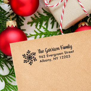 Winter Snowflake Holiday Return Address Self-inking Stamp