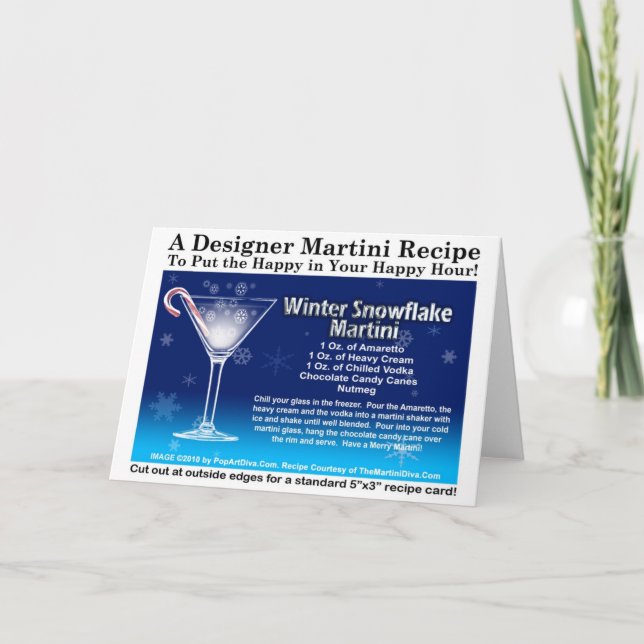 WINTER SNOWFLAKE MARTINI RECIPE GREETING CARD (Front)