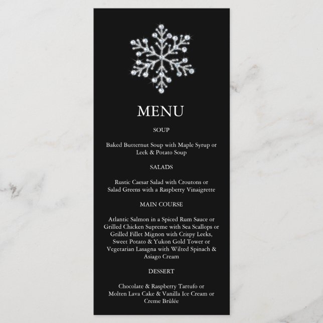 Winter Snowflake Menu (black) (Front)