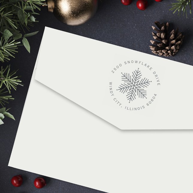 Winter Snowflake Modern Holiday Address Self-inking Stamp (Creator Uploaded)
