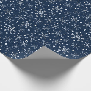 Winter Snowflake Navy Blue Wrapping Paper