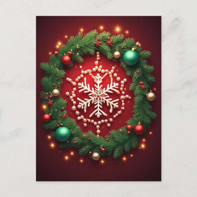 🎄 Winter Snowflake Ornament Magic ❄️ Festive  Postcard (Front)