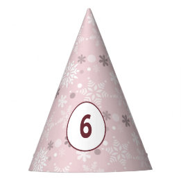 Winter Snowflake Pale Pink 6th Birthday Party Hat