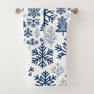 Winter Snowflake Pattern Design Bath Towel Set
