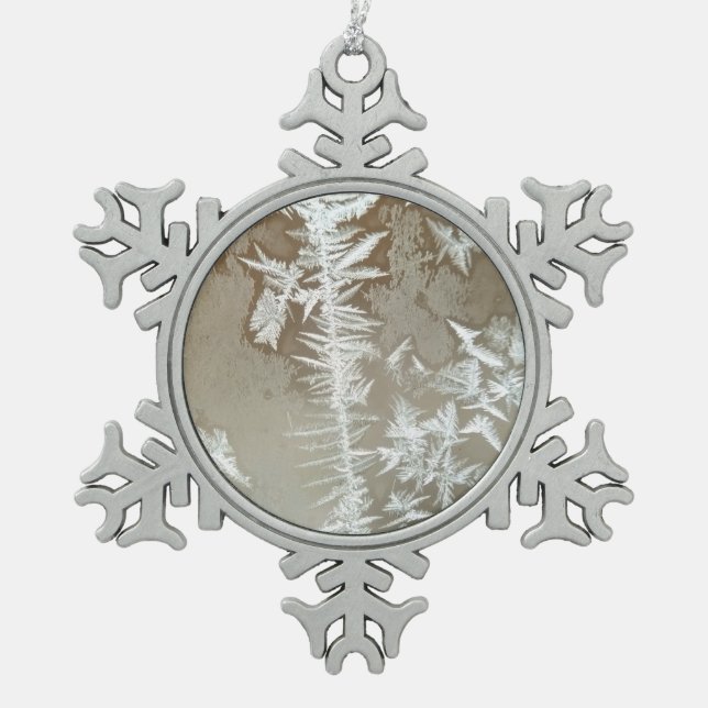 Winter Snowflake Pewter Christmas Ornament (Front)