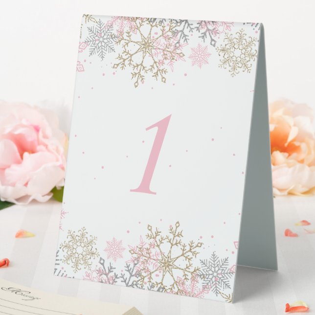 Winter Snowflake Pink and Gold Baby Shower Table N (In SItu (Wedding))
