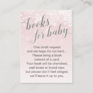 Winter Snowflake Pink Baby Shower Book Request Enclosure Card