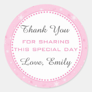 Winter Snowflake Pink Gift Favour Label Girl