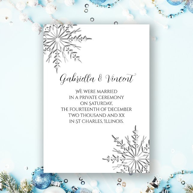 Winter Snowflake Private Marriage / Elopement Holiday Card (Creator Uploaded)