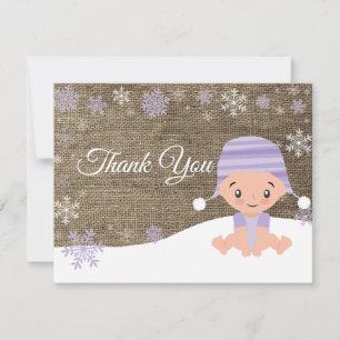 Winter Snowflake Purple Thank You Card